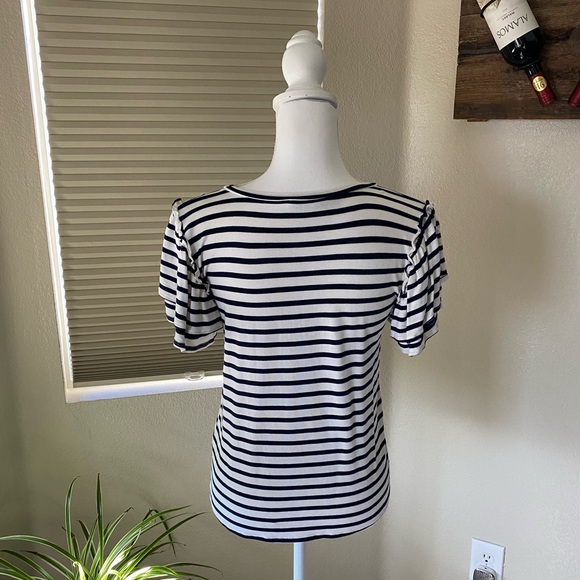 GREEN ENVELOPE • Striped Flutter Sleeve T-Shirt - Picture 5 of 5